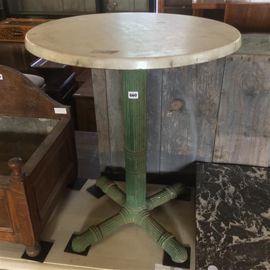 Circular metal Bistro table